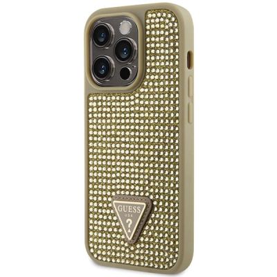 2. Etui Guess Rhinestone Triangle na iPhone 14 Pro - złote