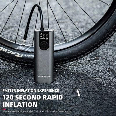 4. Elektryczna pompka do roweru Rockbros 42720001001 z wyświetlaczem LED + kabel USB-C - USB-A - czarna