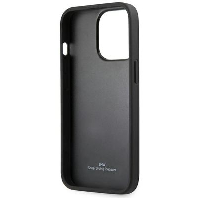 7. Etui BMW Leather Stamp na iPhone 14 Pro - czarne
