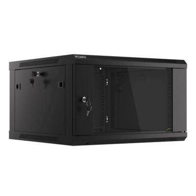 10. Szafa jednosekcyjna Lanberg WF01-6606-10B (6U; 368mm / 600mm / 600 mm; wisząca; Szklane; 19''; kolor czarny)