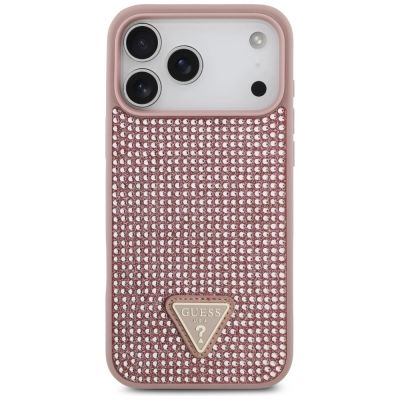 3. Etui Guess Rhinestone Triangle Logo na iPhone 17 Pro Max - różowe