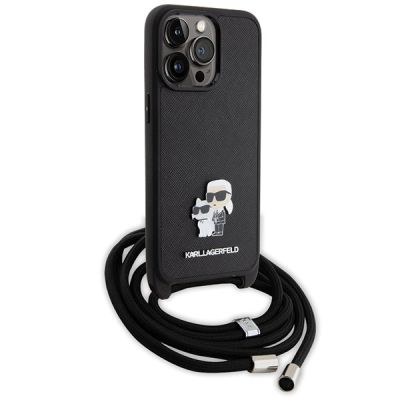 3. Etui Karl Lagerfeld Crossbody Saffiano Metal Pin Karl&Choupette na iPhone 15 Pro Max - czarne