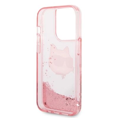 7. Etui Karl Lagerfeld Glitter Choupette Head na iPhone 14 Pro Max - różowe
