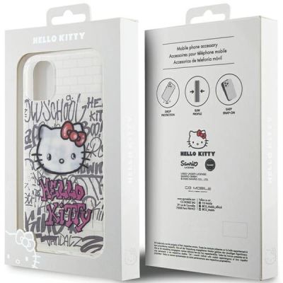 8. Etui Hello Kitty IML Kitty On Bricks Graffiti na iPhone 11 / Xr - białe