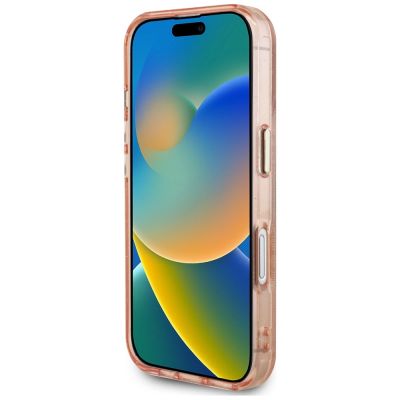 5. Etui Guess IML Metal Glitter 4G Circle Triangle MagSafe na iPhone 16 - różowe