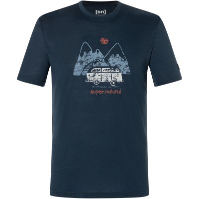 Koszulka SUPER.NATURAL M DOLOMITES CAMPSITES TEE granatowa