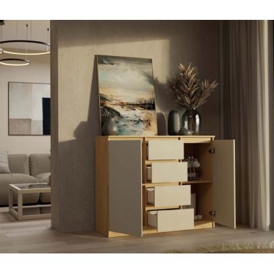 7. KOMODA 2 DRZWI 4 SZUFLADY ARTISAN/KASZMIR KOMPLET