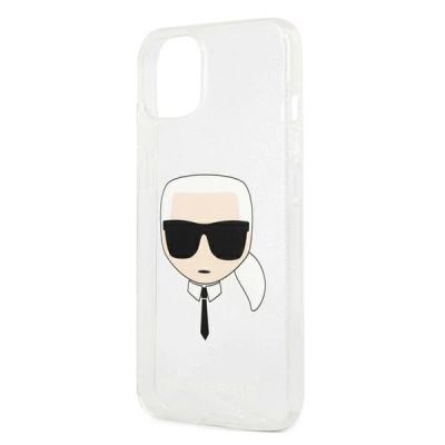 6. Etui Karl Lagerfeld Glitter Karl's Head na iPhone 13 mini - srebrne
