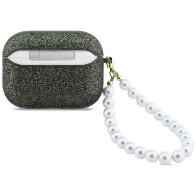 2. Etui Guess Glitter Pearl Strap na AirPods Pro 3 - czarno-brokatowe