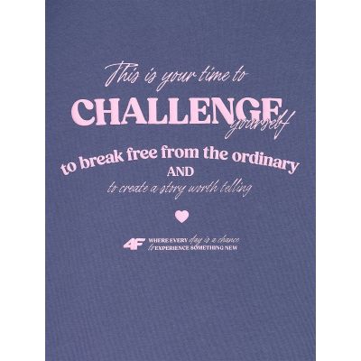 8. Longsleeve oversize z nadrukiem dziewczęcy 4F 4FJRAW25TLONF589-33S