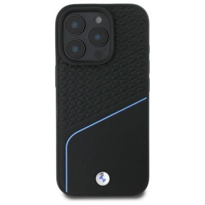 3. Etui BMW Sign Leather Textured And Line MagSafe na iPhone 16 Pro Max - czarne