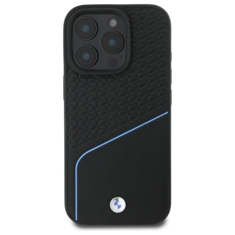 3. Etui BMW Sign Leather Textured And Line MagSafe na iPhone 16 Pro Max - czarne