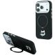 Etui Karl Lagerfeld with Ring Stand 360 Choupette Head Pin MagSafe na iPhone 18 Pro / 17 Pro - czarne