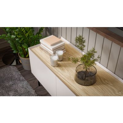 4. Szafka RTV FELLINI 150x40x52 kaszmir + blat dąb olejowany