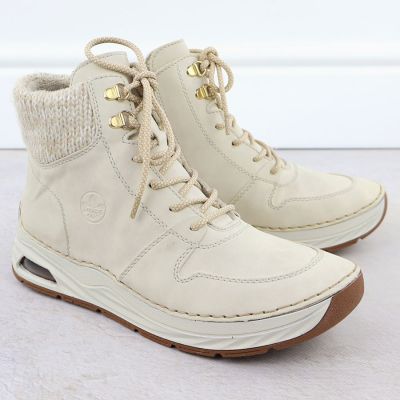 3. Botki damskie ocieplane trapery beżowe Rieker 44555-60