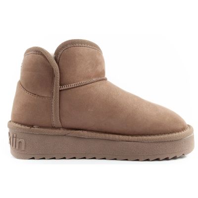 4. D.Franklin buty śniegowce damskie zimowe modne futerko ocieplane botki brązowe za kostkę