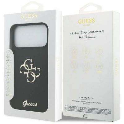 8. Etui Guess Silicone Big 4G Script na iPhone 17 Pro Max - czarne