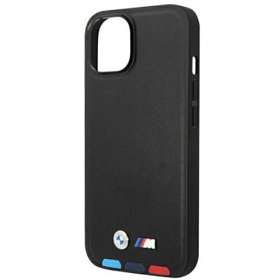 6. Etui BMW Leather Stamp Tricolor na iPhone 14 Plus - czarne
