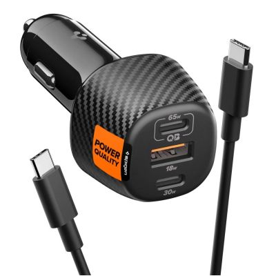 Ładowarka samochodowa Spigen Essential EV1133 3-porty - czarna