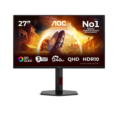 32. AOC G4 Q27G4ZDR monitor komputerowy 67,3 cm (26.5") 2560 x 1440 px Quad HD QD-OLED Czarny, Czerwony