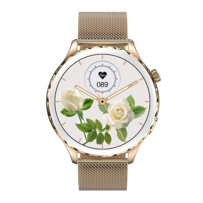 2. Smartwatch Damski Rubicon RNCF02-2 Złoty + Pasek Różowy