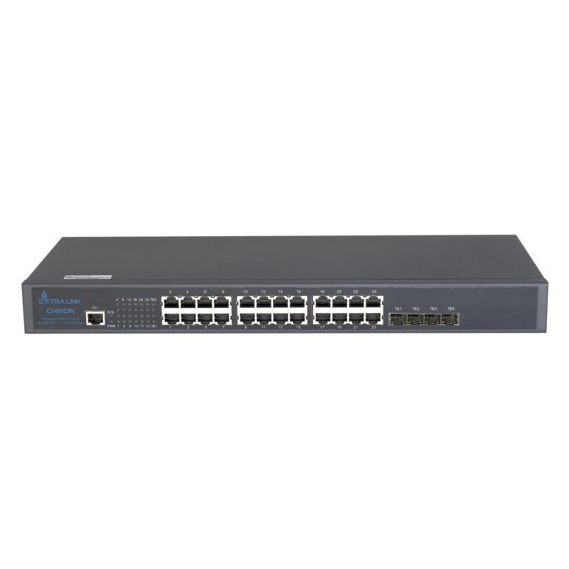 4. Extralink Switch Chiron 24x RJ45 1000Mb/s, 4x SFP+, L3, zarządzalny