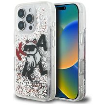 Etui Karl Lagerfeld Liquid Glitter Choupette Logo na iPhone 16 Pro - przezroczyste