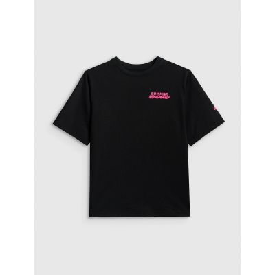 5. T-shirt loose z nadrukiem dziewczęcy 4F 4FJRSS26TTSHF3910-20S
