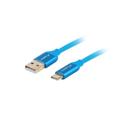 3. Kabel Lanberg Premium QC 3.0 CA-USBO-22CU-0005-BL (USB 2.0 typu A M - USB typu C M; 0,50m; kolor niebieski)