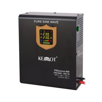 2. Zasilacz awaryjny naścienny KEMOT PROsinus-800 przetwornica z czystym przebiegiem sinusoidalnym i funkcją ładowania 12V 230V 800VA/500W