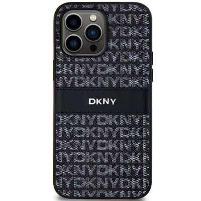 3. Etui DKNY Leather Mono Stripe & Metal Logo na iPhone 14 Pro Max - czarne