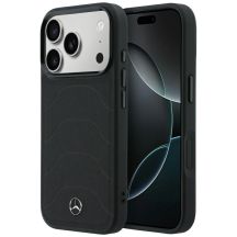 Etui Mercedes Leather Mesh with Bow Line MagSafe na iPhone 18 Pro Max / 17 Pro Max - czarne