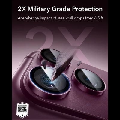 4. Szkło hartowane na aparat ESR Armorite Camera Protector na iPhone 18 Pro / 18 Pro Max - dark cherry