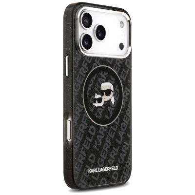 4. Etui Karl Lagerfeld IML Glitter Karl&Choupette Heads Logo MagSafe na iPhone 17 Pro Max - czarne