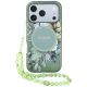 Etui Guess IML Flowers Pearl Strap MagSafe na iPhone 18 Pro / 17 Pro - zielone