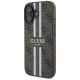 10. Etui Guess 4G Printed Stripes MagSafe na iPhone 16 - brązowe