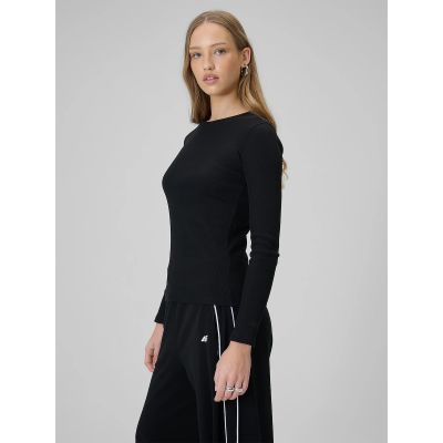4. Longsleeve slim z prążkowanej dzianiny damski 4F 4FRAW25TLONF656-20S