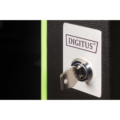 15. Digitus Szafa sieciowa wisząca Unique 19" 9U rack 600x450, drzwi szyba, czarny, niedzielona, złożona, 100kg