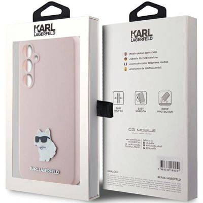 8. Etui Karl Lagerfeld Silicone Choupette Metal Pin na Samsung Galaxy S23 FE - różowe