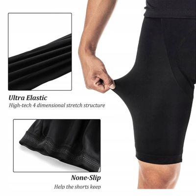 3. Spodenki rowerowe Rockbros RK2002XL krótkie na szelkach z wkładką XL - czarne