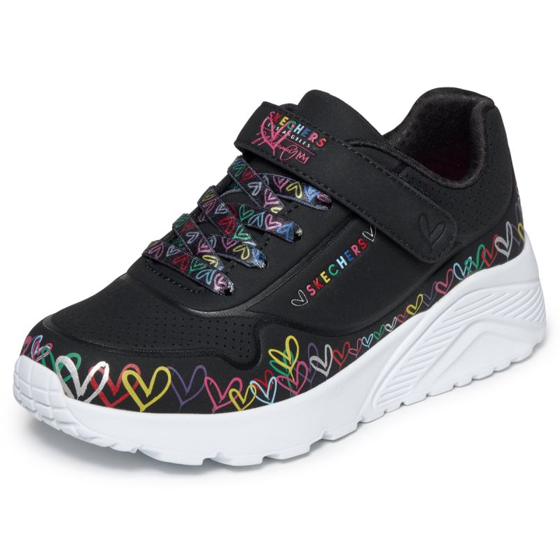 2. Skechers młodzieżowe sneakersy UNO LITE HEART CRAZE 314091L BKMT