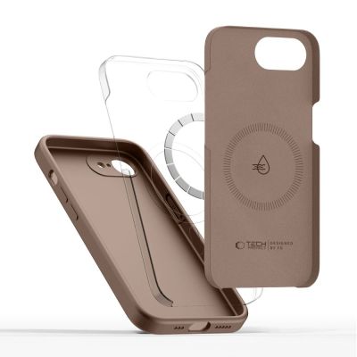 4. Etui Tech-Protect Silicone MagSafe na iPhone 16e / 17e - brązowe