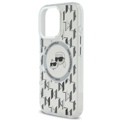 6. Etui Karl Lagerfeld IML Monogram Karl & Choupette Head MagSafe na iPhone 16 Pro - przezroczyste