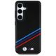 3. Etui BMW Leather Tricolor Crossing Stripes MagSafe na Samsung Galaxy S25 - czarne