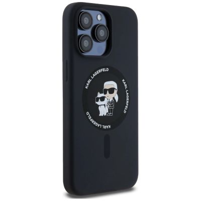 4. Etui Karl Lagerfeld Silicone Karl&Choupette Ring MagSafe na iPhone 15 Pro Max - czarne