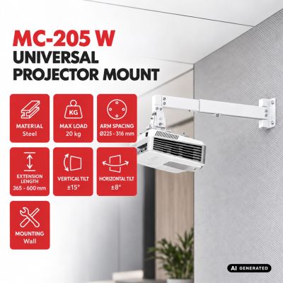 MACLEAN UCHWYT / WIESZAK NAŚCIENNY DO PROJEKTORA BIAŁY MC-205 W