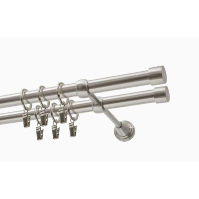 KARNISZ PODWÓJNY FI 19 MM EFEKT STALI NIERDZEWNEJ 480 CM LUNA Z KÓŁKAMI  KOWALSKI