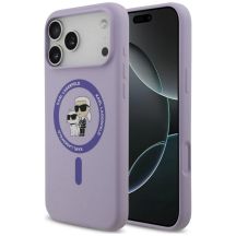 Etui Karl Lagerfeld Silicone Karl&Choupette Ring MagSafe na iPhone 18 Pro Max / 17 Pro Max - fioletowe