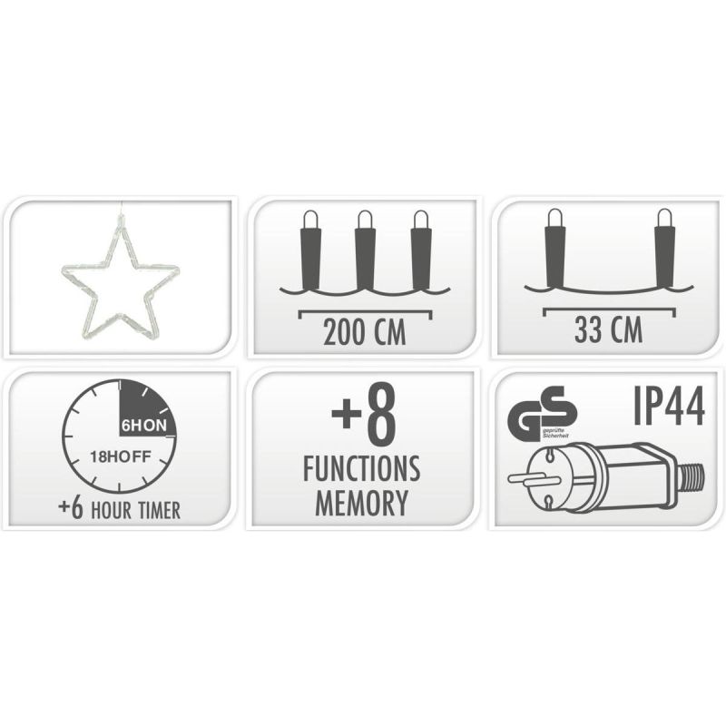 3. LAMPKI CHOINKOWE KURTYNA ŚWIETLNA 200x200 CM 415LED CIEPŁY BIAŁY GWIAZDKI