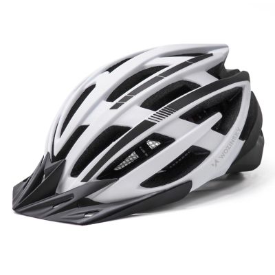 3. Kask rowerowy MTB Wozinsky z odpinanym daszkiem i tylną lampką USB 57-62 cm - czarno-biały